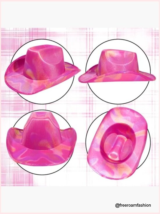 Sparkly Cowboy Hat Holographic Western Costume Hat Neon Cowgirl Hat main image 4